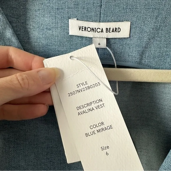 NWT VERONICA BEARD Avalina Denim Vest in Blue Mirage SZ US 6 - Picture 5 of 8